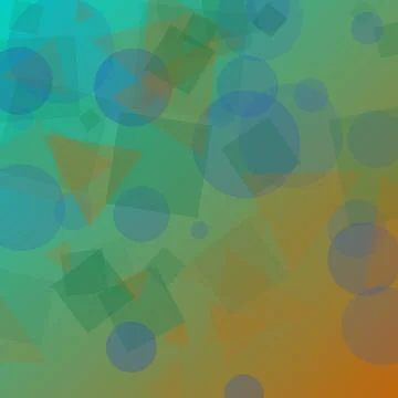 Abstract Geometric Pattern with Overlapping Colorful Shapes on Vibrant Grad.. Stock Illustration