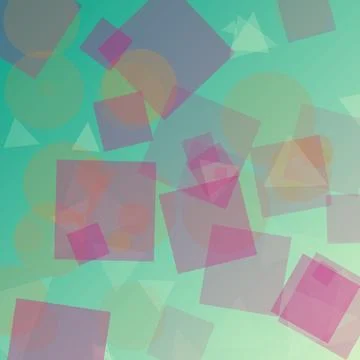 Abstract Geometric Pattern with Overlapping Colorful Squares and Circles on.. Stock Illustration
