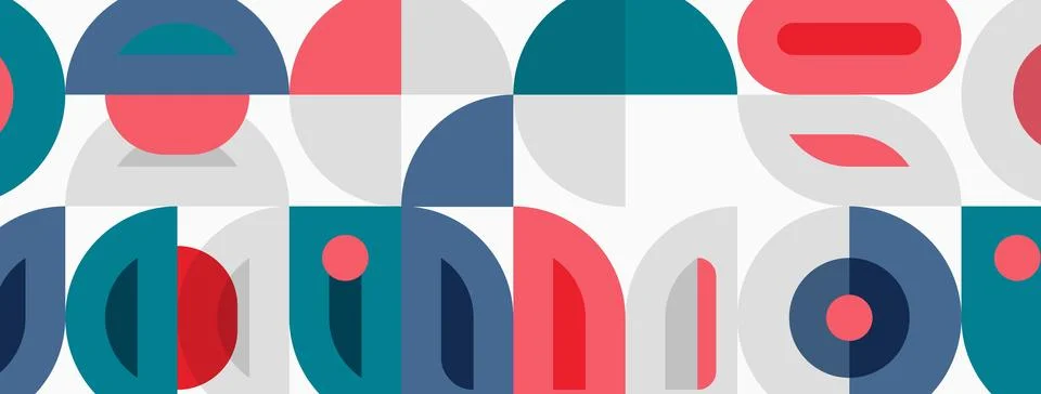 Abstract geometric pattern. Overlapping semicircles, rectangles create modern Stockillustratie