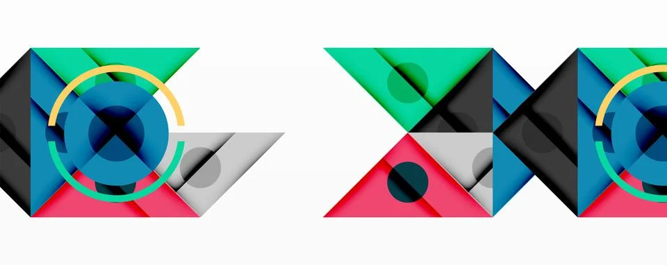 Abstract geometric pattern. Overlapping shapes create dynamic visual effect. イラスト素材