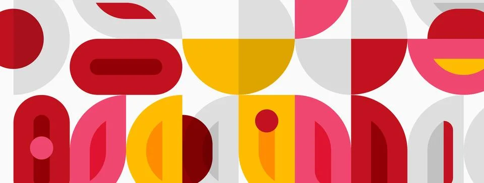 Abstract geometric pattern. Overlapping shapes create playful, colorful desig Illustrazione stock
