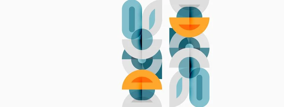 Abstract geometric pattern. Overlapping shapes create modern design. Blue, 스톡 일러스트