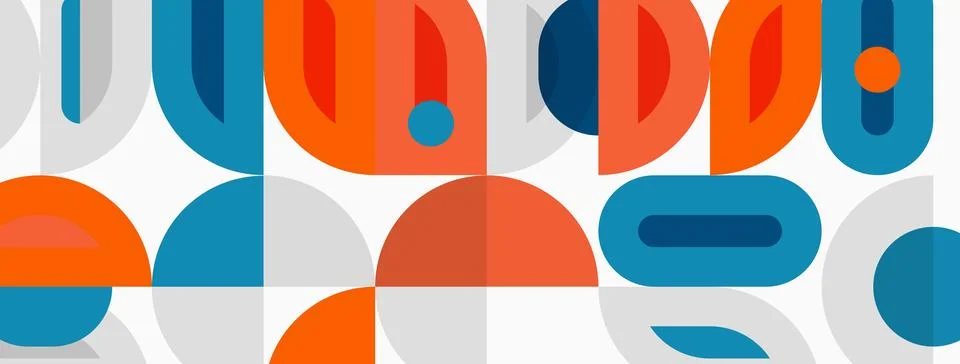 Abstract geometric pattern. Overlapping shapes create midcentury modern Stock Illustration