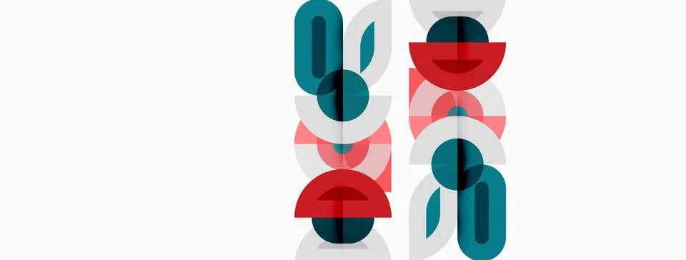 Abstract geometric pattern. Overlapping shapes create modern design. Teal, re Stock Illustration