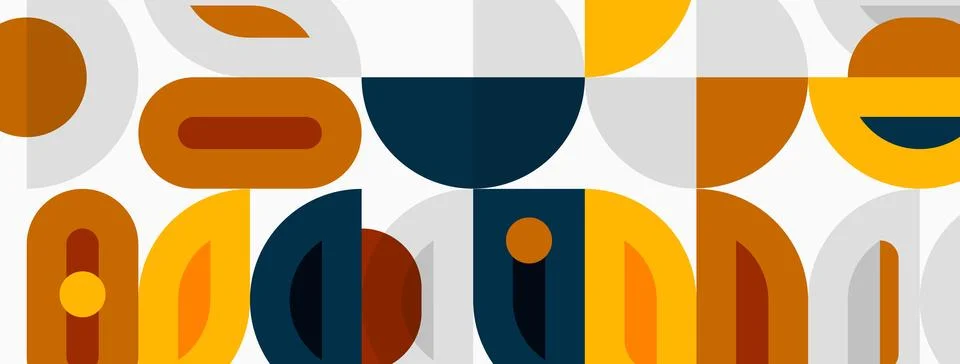 Abstract geometric pattern. Overlapping shapes create midcentury modern 스톡 일러스트