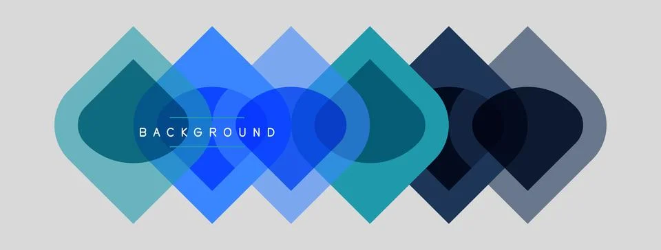 Abstract geometric pattern. Overlapping shapes create layered blue tones. Stock Illustration
