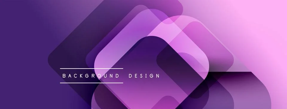 Abstract geometric pattern. Overlapping squares create dynamic purple, pink Stock Illustration