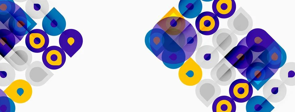 Abstract geometric pattern. Overlapping squares, circles create vibrant visua 스톡 일러스트