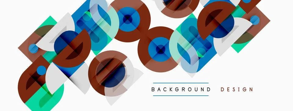 Abstract geometric pattern. Overlapping squares, circles create dynamic visua Stockillustratie