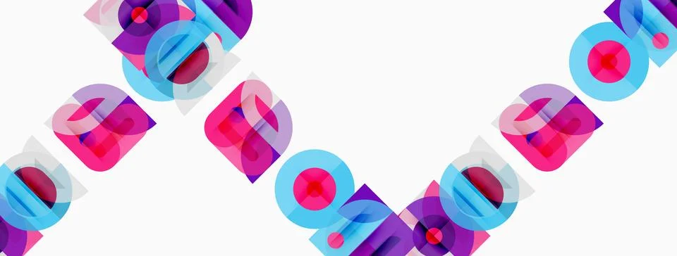 Abstract geometric pattern. Overlapping squares, circles, vibrant colors crea イラスト素材