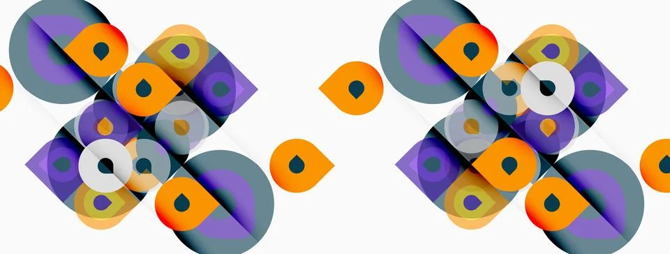 Abstract geometric pattern. Overlapping squares, circles create vibrant desig Stockillustratie