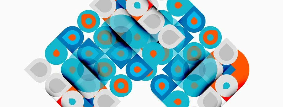 Abstract geometric pattern. Overlapping squares, circles, rectangles create Stockillustratie