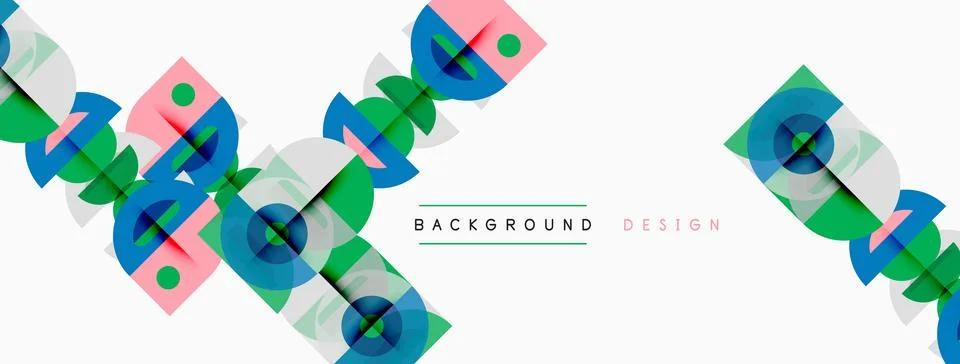 Abstract geometric pattern. Overlapping squares, circles create dynamic visua Stockillustratie