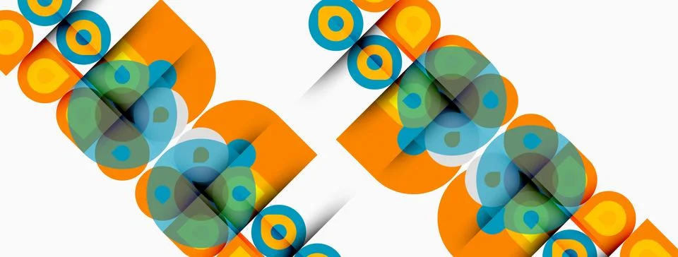 Abstract geometric pattern. Overlapping squares, circles create vibrant, mode イラスト素材