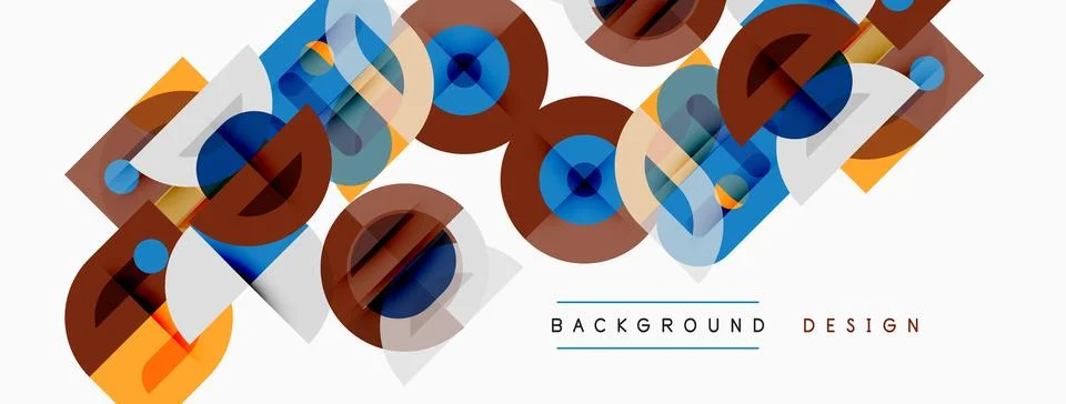 Abstract geometric pattern. Overlapping squares, circles create dynamic visua Illustrazione stock
