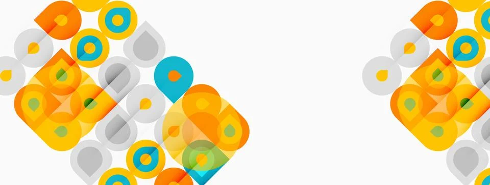 Abstract geometric pattern. Overlapping squares, circles create vibrant visua 스톡 일러스트