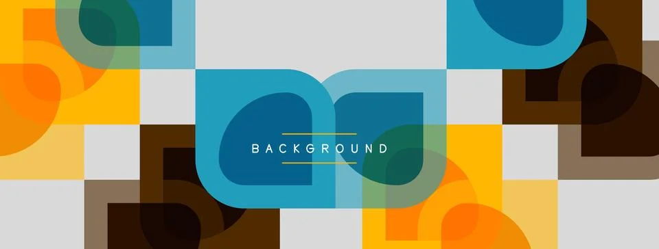 Abstract geometric pattern. Overlapping squares, circles create modern design Stock Illustration