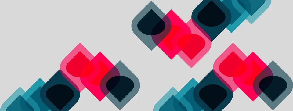 Abstract geometric pattern. Overlapping squares, rectangles, pink, teal, dark Illustrazione stock