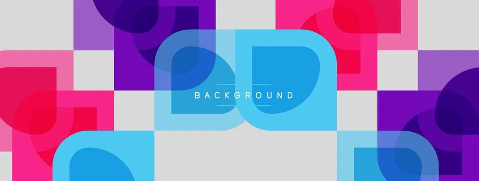 Abstract geometric pattern. Overlapping squares, circles create vibrant col.. Illustrazione stock