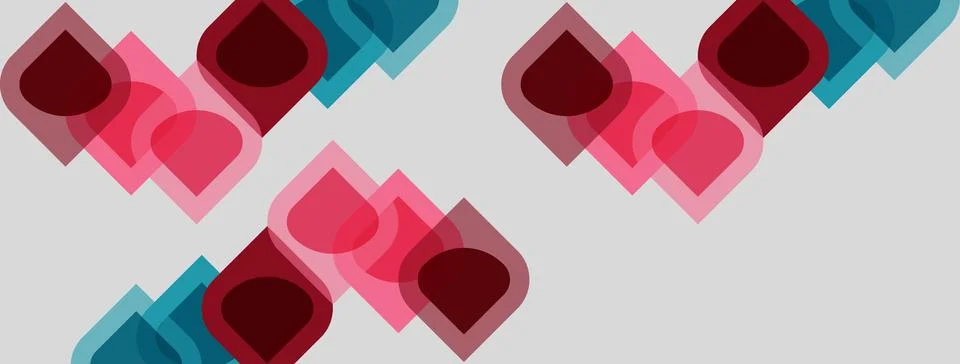 Abstract geometric pattern. Overlapping squares, rectangles, pink, teal hues イラスト素材