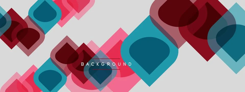 Abstract geometric pattern. Overlapping squares, rectangles, pink, red, teal Illustrazione stock