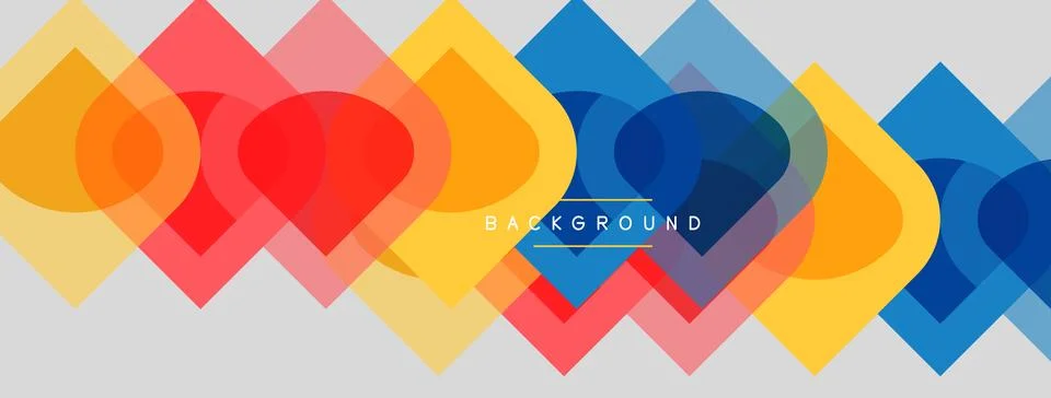 Abstract geometric pattern. Overlapping squares, circles create vibrant col.. Stock Illustration