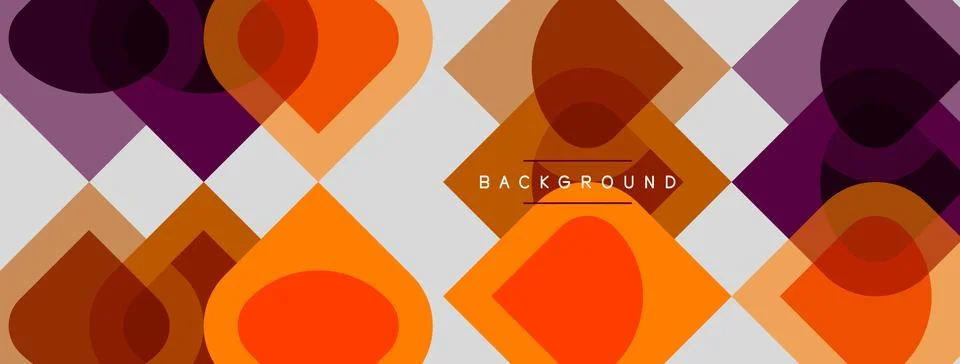 Abstract geometric pattern. Overlapping squares, circles create warm color Stock Illustration