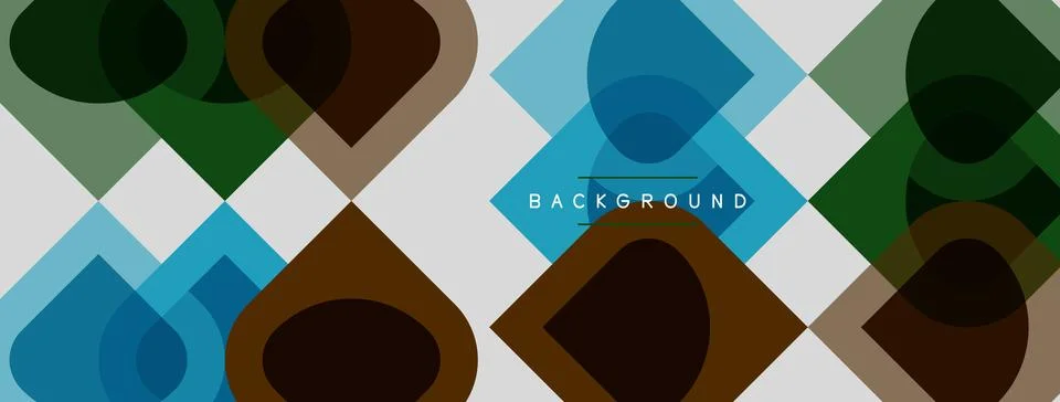 Abstract geometric pattern. Overlapping squares, circles, muted colors create 스톡 일러스트