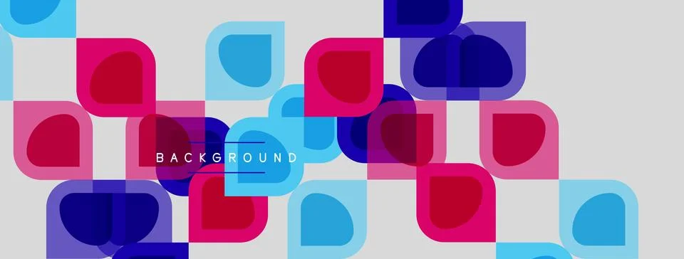 Abstract geometric pattern. Overlapping squares, circles create vibrant visua Illustrazione stock
