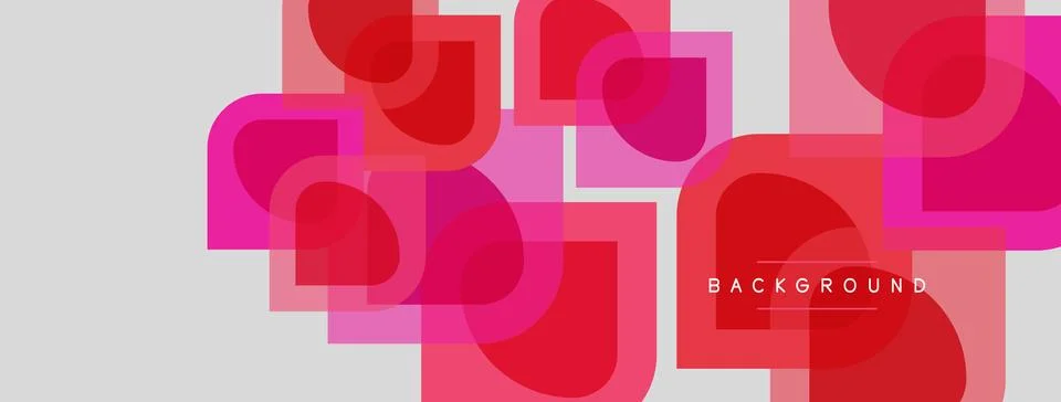 Abstract geometric pattern. Overlapping squares, circles create vibrant pink, 스톡 일러스트