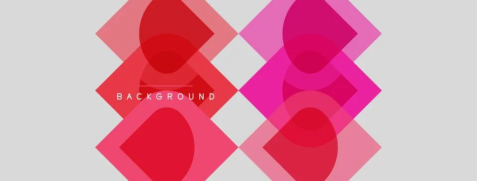 Abstract geometric pattern. Overlapping squares, circles create vibrant pink, 스톡 일러스트