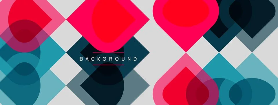 Abstract geometric pattern. Overlapping squares, circles create vibrant tex.. Stock Illustration