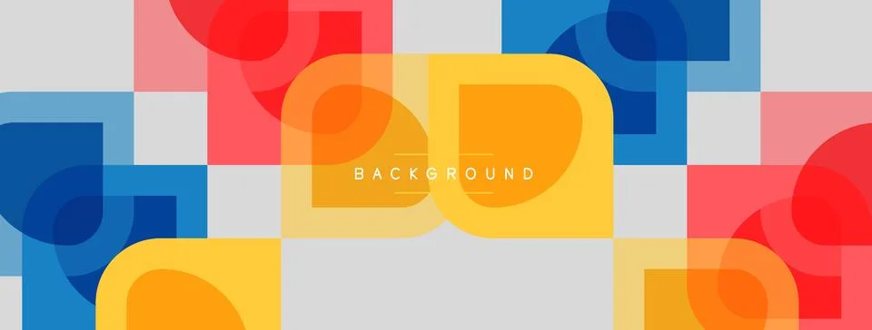 Abstract geometric pattern. Overlapping squares, circles, rectangles create Stock Illustration