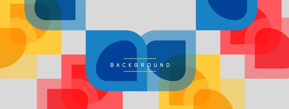 Abstract geometric pattern. Overlapping squares, circles create vibrant visua Stock Illustration