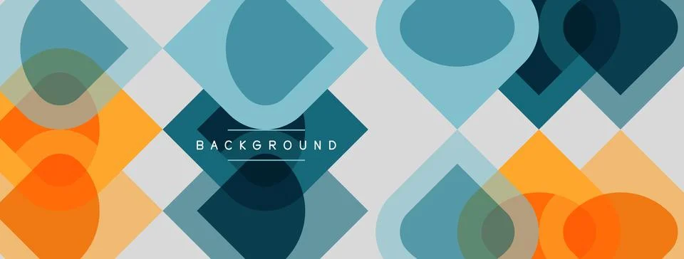 Abstract geometric pattern. Overlapping squares, circles create modern design Illustrazione stock