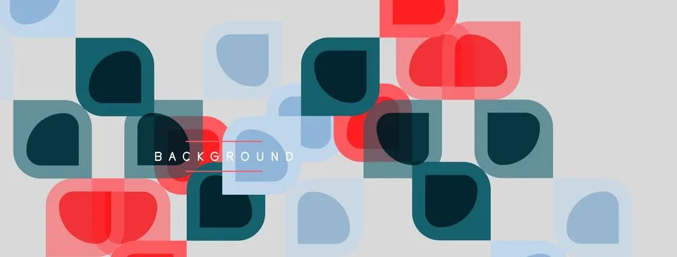Abstract geometric pattern. Overlapping squares, circles create modern design Illustrazione stock