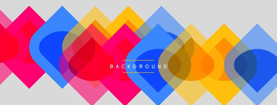 Abstract geometric pattern. Overlapping squares, circles create vibrant col.. Stock Illustration