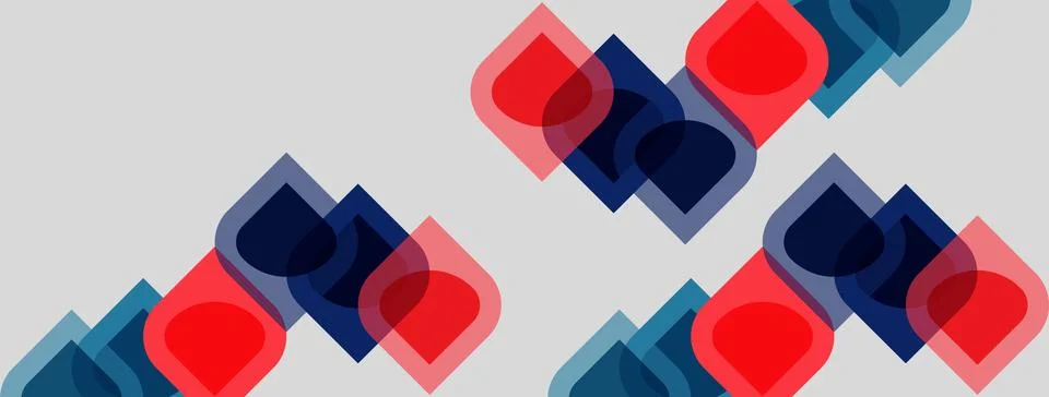 Abstract geometric pattern. Overlapping squares, rectangles, red, navy, light Stock Illustration
