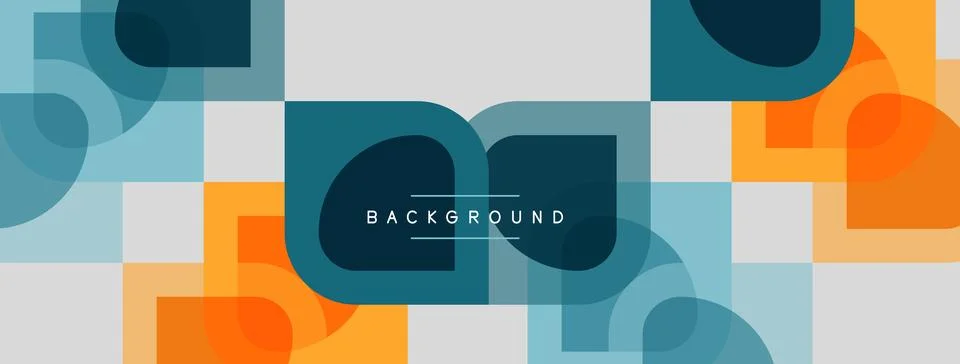 Abstract geometric pattern. Overlapping squares, circles create modern design Stock Illustration