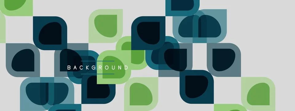 Abstract geometric pattern. Overlapping squares, circles create modern visual Stock Illustration
