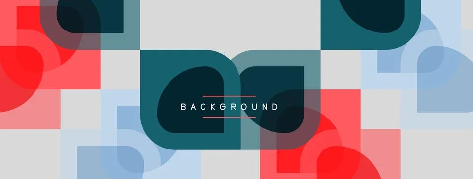 Abstract geometric pattern. Overlapping squares, circles create modern visual Stock Illustration