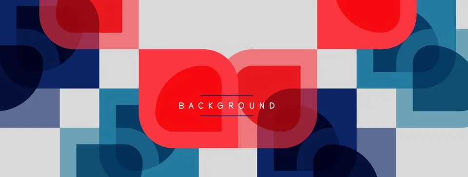Abstract geometric pattern. Overlapping squares, circles create modern design Stock Illustration