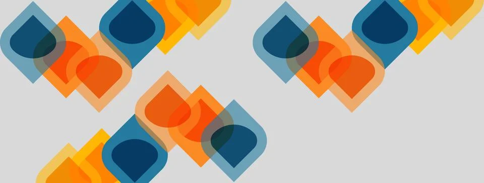 Abstract geometric pattern. Overlapping squares, rectangles, orange, blue hue Stock Illustration