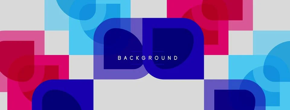 Abstract geometric pattern. Overlapping squares, circles create vibrant col.. Stock Illustration