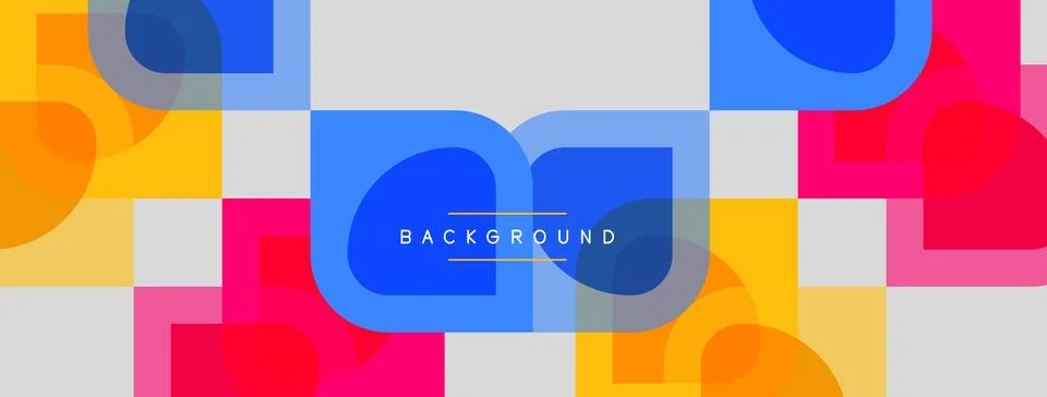 Abstract geometric pattern. Overlapping squares, circles create vibrant col.. Stock Illustration