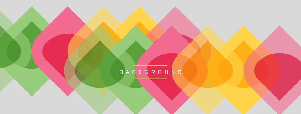 Abstract geometric pattern. Overlapping squares, circles create vibrant col.. Stock Illustration