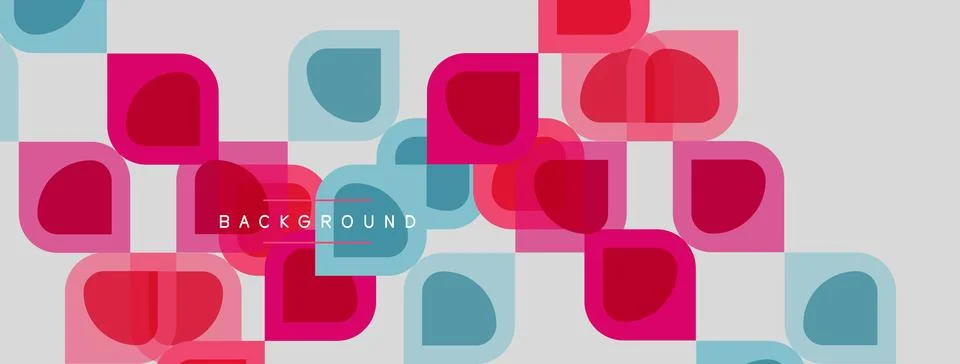 Abstract geometric pattern. Overlapping squares, rectangles, circles create Stock Illustration