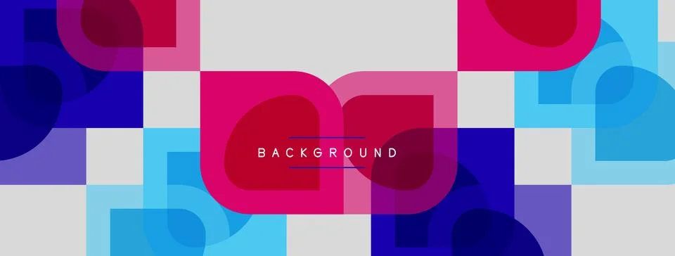Abstract geometric pattern. Overlapping squares, circles create vibrant col.. Stock Illustration