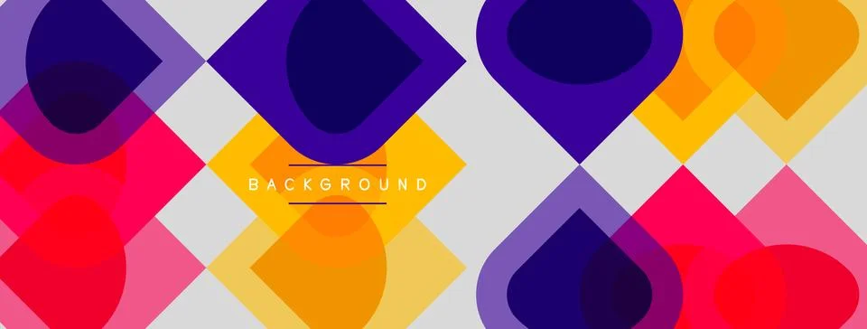 Abstract geometric pattern. Overlapping squares, circles create vibrant col.. Stock Illustration