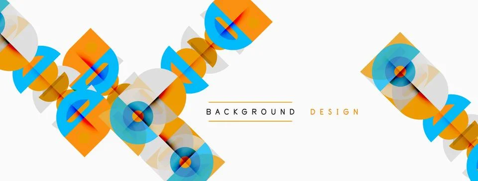 Abstract geometric pattern. Overlapping squares, circles create dynamic visua Stock Illustration